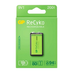 GP RECYKO 9 VOLT 200 MAH NI-MH ŞARJLI PİL GP20R8H-2E1-(GPRHV208R075) (5124)