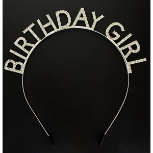 Gümüş Kristal Taşlı Birthday Girl Doğum Günü Tacı İthal Ürün A Kalite 17x16 cm (5124)