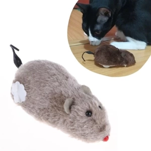 Kurmalı Kedi Eğitim Oyuncağı Tüylü Peluş Fare Yakalama İnteraktif Sevimli Eğlenceli Oyuncak (5124)