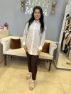 Look Kahve Çizgili Tunik Gömlek