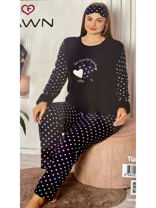 Fawn 3103 Battal Kadın Peluş Pijama