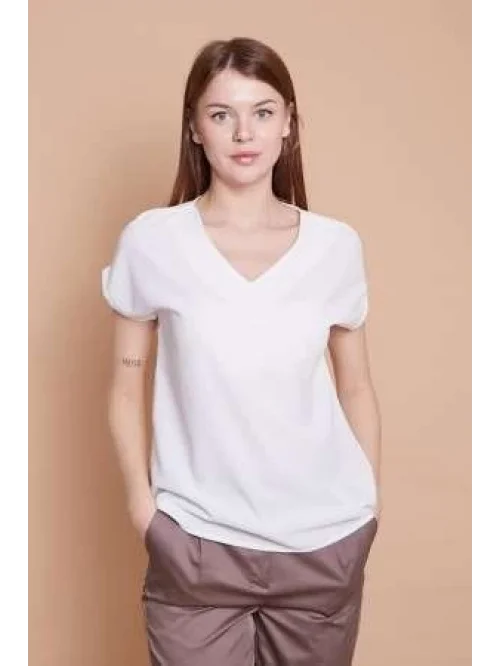 Jüment V Yaka Bluz Krem