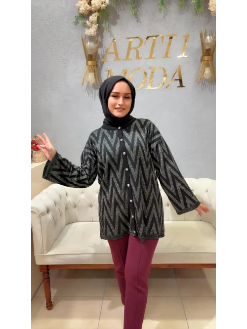 K-Z Zigzag Simli Hırka