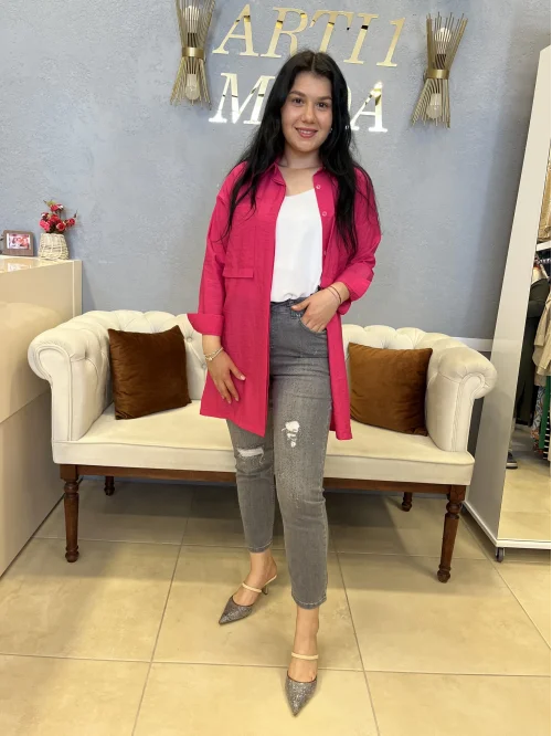 Look Yazlık Paraşüt Kumaş Fuşya Tunik