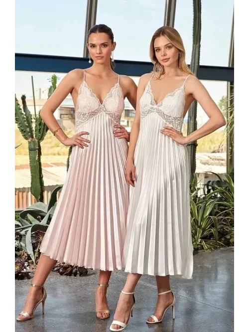 Nurteks 7115 Saten Uzun Gecelik Pudra