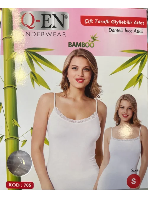 QEN 705 İp Askılı Dantelli Kadın Atlet