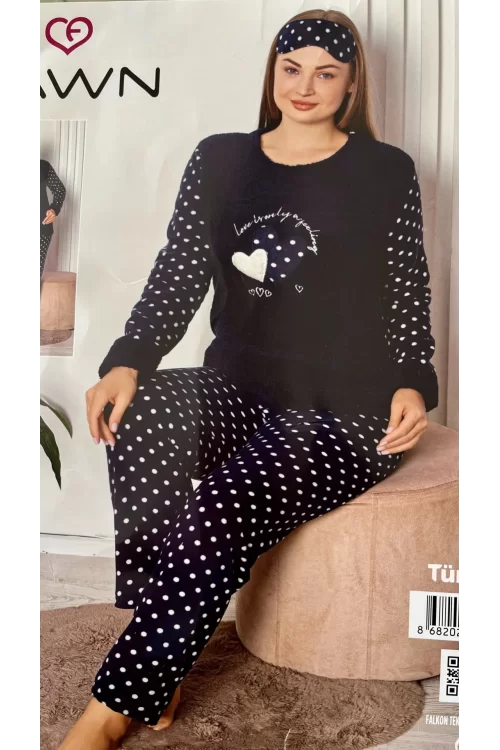 Fawn 3103 Battal Kadın Peluş Pijama