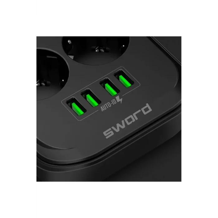 SWORD 6 Prizli + 4 Usb Girişli Uzatma ve Güç Kablosu 2 mt