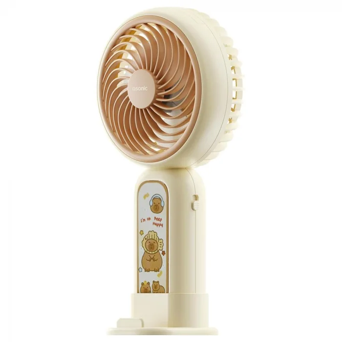 Asonic AFN20 Krem 250mAh Dahili Pil Elde Taşınabilir Masaüstü Usb Fan Şarjlı Type-c Şarj