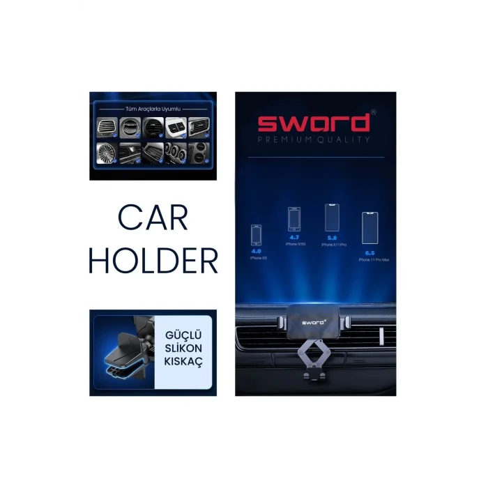 SWORD Ayarlanabilir Araç İçi Telefon Tutucu Her Telefon İle Uyumlu SW-AYR