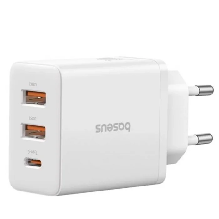 BASEUS P10111402213-00 Cube Hızlı 2 USB-A + Type-C 30W Şarj Cihazı Beyaz