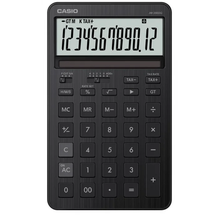 Casio JW-200DQ-BK 12 Hane Siyah Masa Üstü Hesap Makinesi