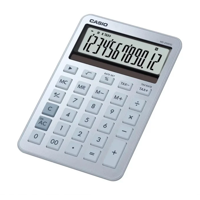 Casio MS-200DQ-BU 12 Hane Buz Mavisi Masa Üstü Hesap Makinesi