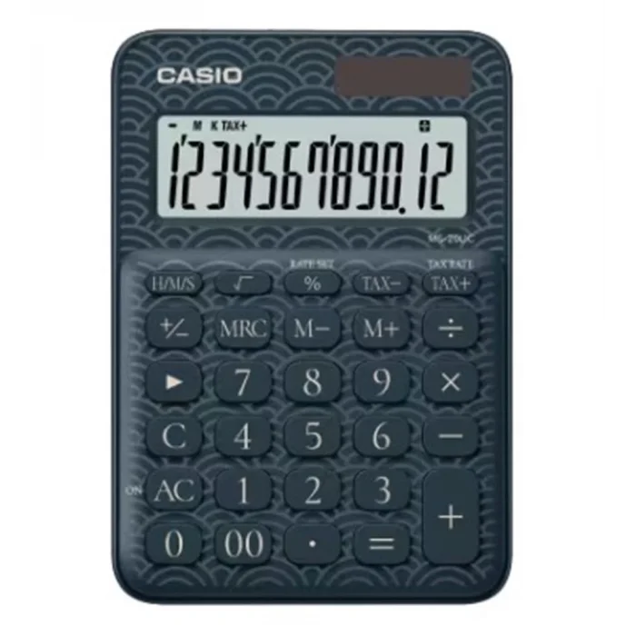 Casio MS-20UC-JBU 12 Hane Lacivert Desenli Masa Üstü Hesap Makinesi