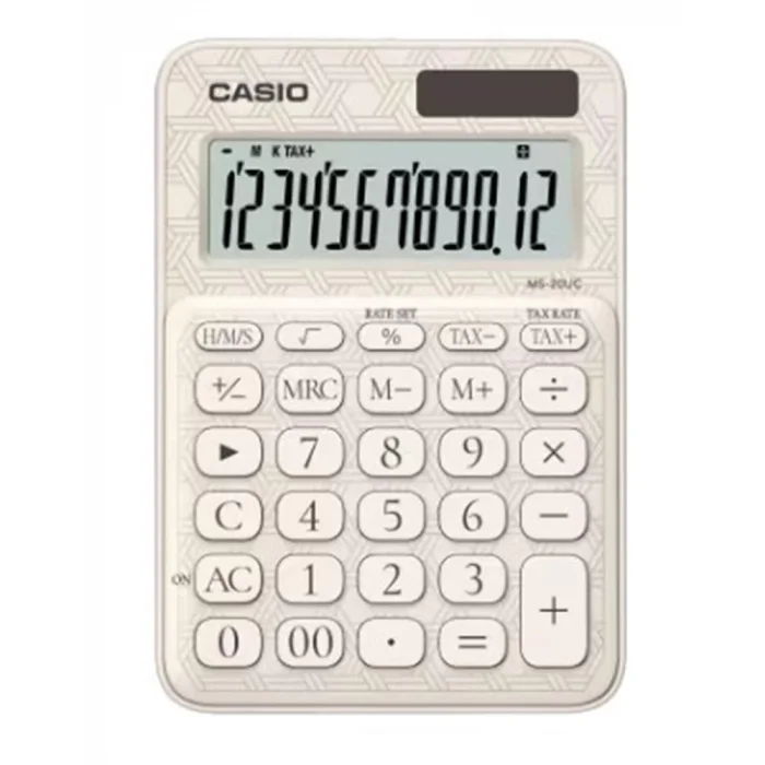 Casio MS-20UC-JWE 12 Hane Beyaz Desenli Masa Üstü Hesap Makinesi