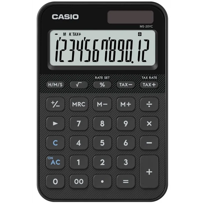 Casio MS-20YC-BK 12 Hane Siyah Masa Üstü Hesap Makinesi
