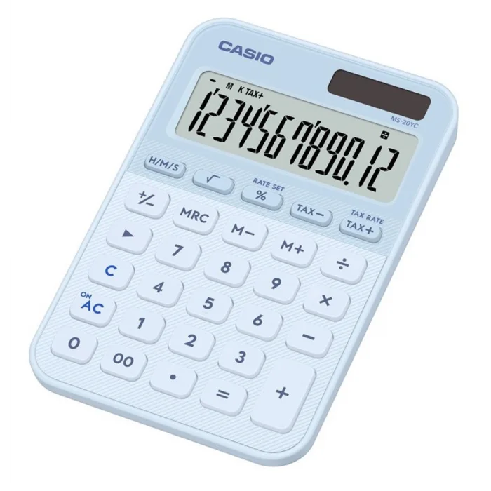 Casio MS-20YC-LB 12 Hane Açık Mavi Masa Üstü Hesap Makinesi