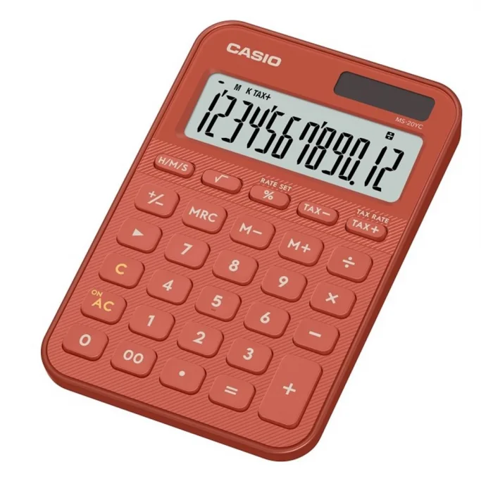Casio MS-20YC-RD 12 Hane Kırmızı Masa Üstü Hesap Makinesi