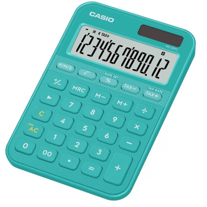 Casio MS-20YC-TU 12 Hane Turkuaz Masa Üstü Hesap Makinesi