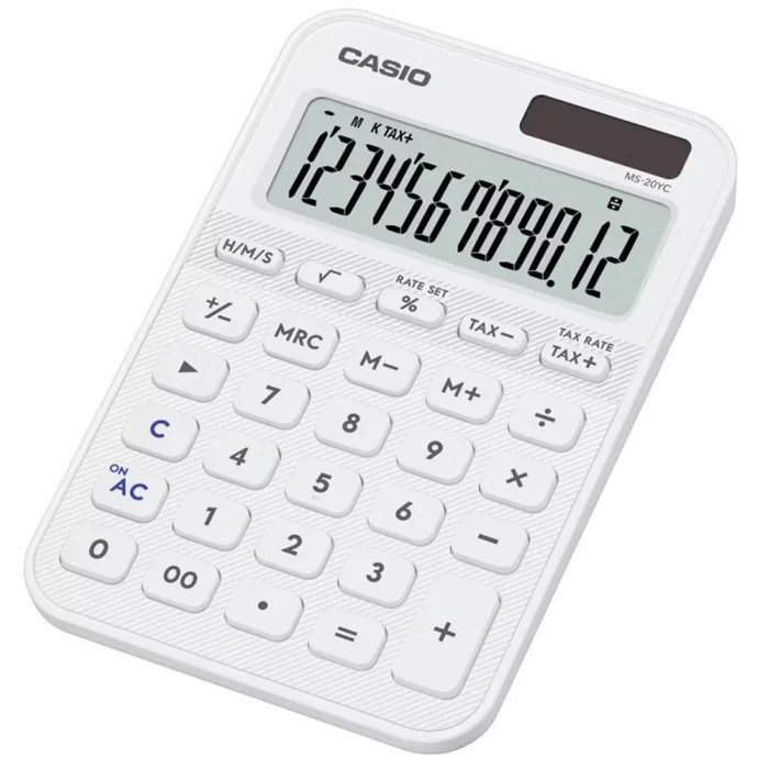 Casio MS-20YC-WE 12 Hane Beyaz Masa Üstü Hesap Makinesi