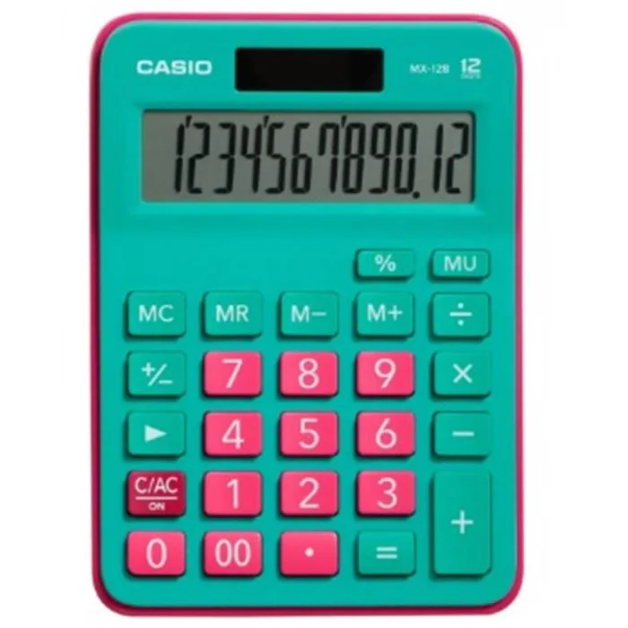 Casio MX-12B-GNRD Yeşil+Pembe 12 Hane Masa Üstü Hesap Makinesi