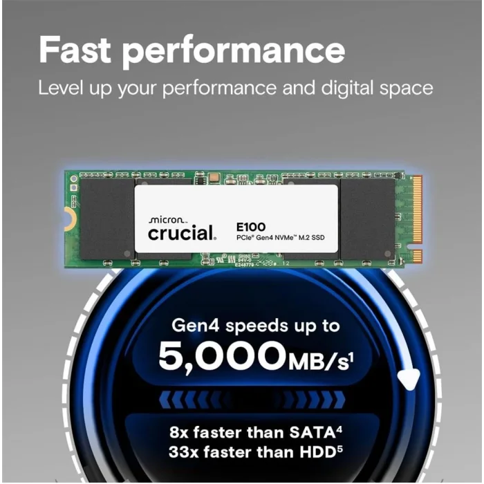 Crucial 1TB E100 CT1000E100SSD8 1TB (5000-4500MB-s) M.2 2280 PCIe 4.0 NVMe Ssd Disk