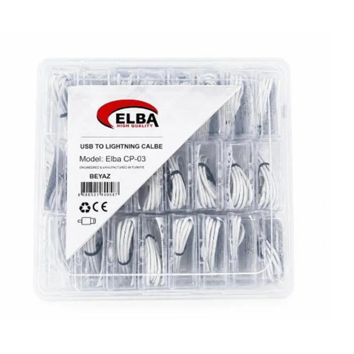 Elba CP-03 Şeffaf Kutulu Usb To Lightning 24lü Beyaz Şarj Kablosu