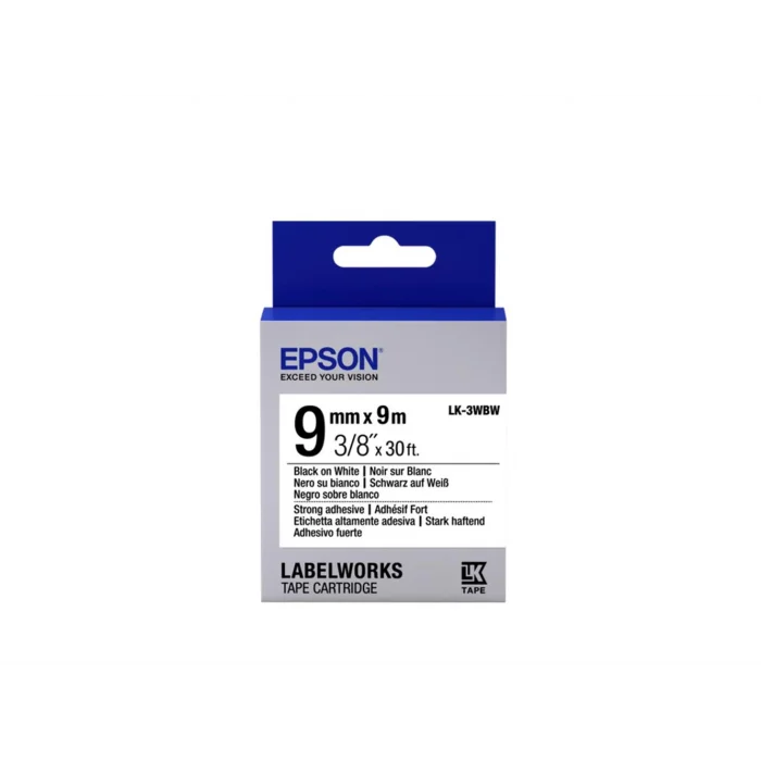 Epson LK-3WBW Güçlü Yapışkanlı Beyaz Üzeri Siyah 9mm 9Metre Etiket