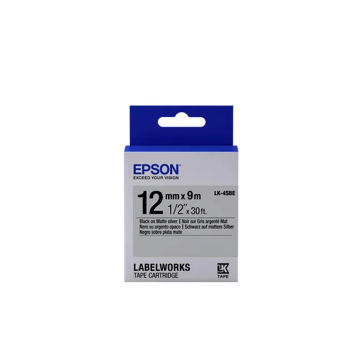 Epson LK-4SBE Gümüş Üzeri Siyah 12mm 9Metre Etiket