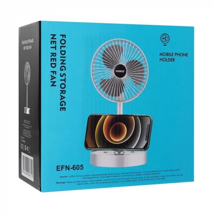 Everest EFN-605 Masaüstü Şarj Edilebilir Beyaz 800mAh Usb Fan
