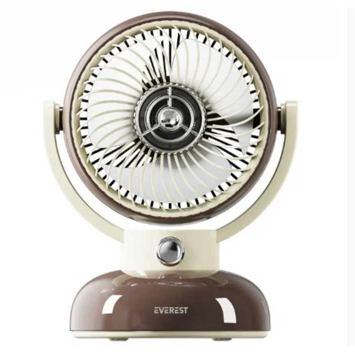 Everest EFN12 Kahve 1200mAh 3 Hız Kademe Led Işıklı Retro Masaüstü Usb Fan