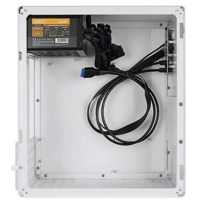 Everest K250 PEAK 250W MICRO PSU Beyaz USB3.0+USB2.0+TYPE-C+HD AUDIO Kompakt Mid-T PC Kasası