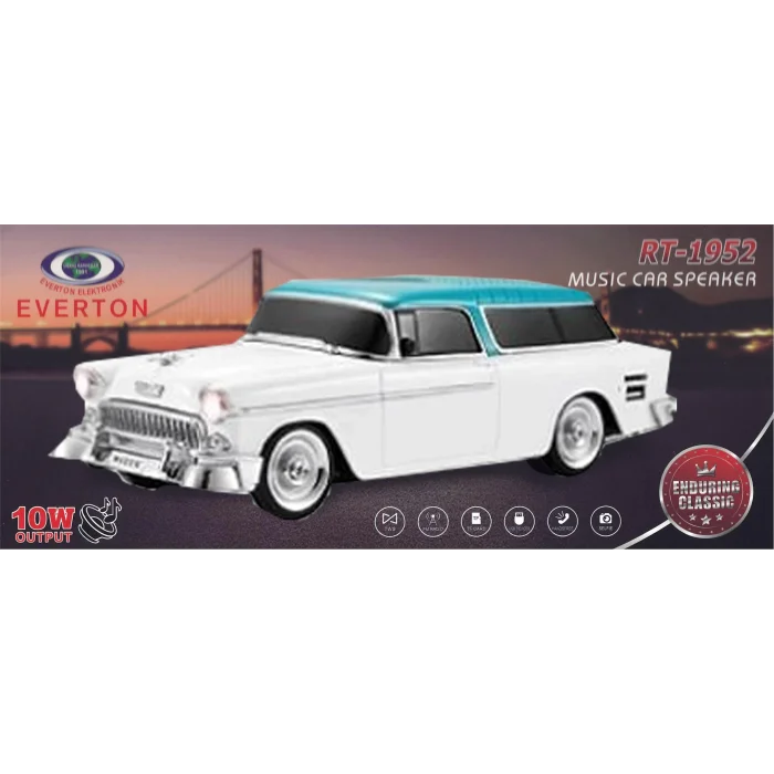 EVERTON RT-1950 Bej Arabalı  Bluetooth Fm-Usb-Tf-Aux Şarjlı Nostaljik Radyo