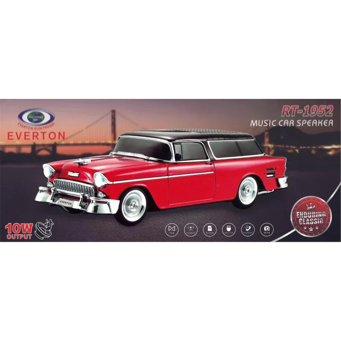 EVERTON RT-1941 Kırmızı Bluetooth Fm-Usb-Tf-Aux Şarjlı Nostaljik Radyo