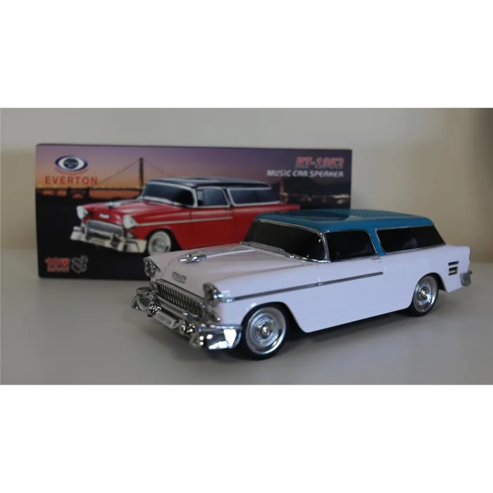 EVERTON RT-1952 Beyaz Arabalı  Bluetooth Fm-Usb-Tf-Aux Şarjlı Nostaljik Radyo