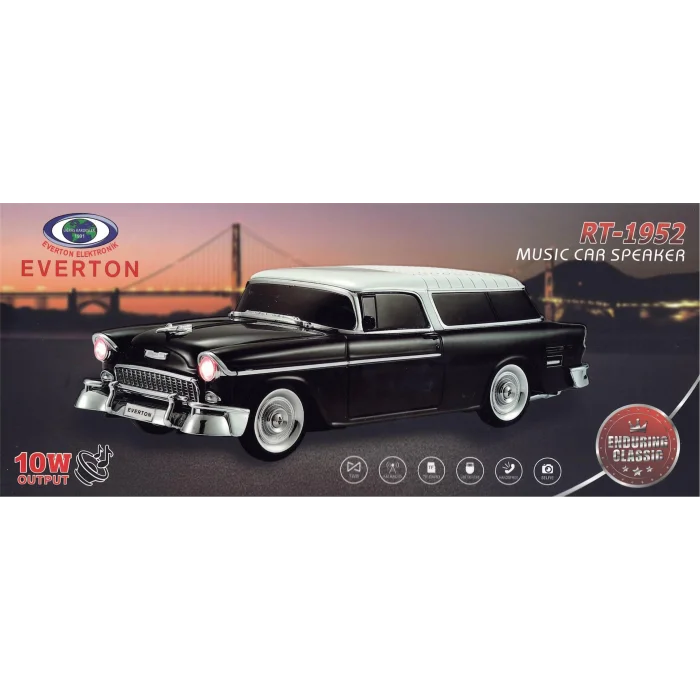 EVERTON RT-1952 Siyah Arabalı  Bluetooth Fm-Usb-Tf-Aux Şarjlı Nostaljik Radyo