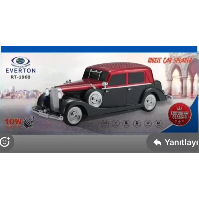 EVERTON RT-1960 Kırmızı Arabalı  Bluetooth Fm-Usb-Tf-Aux Şarjlı Nostaljik Radyo