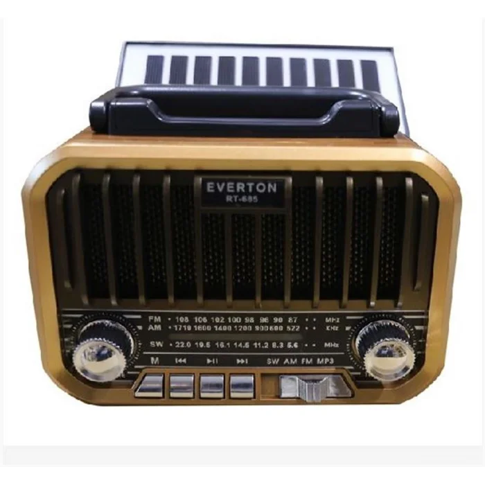 Everton RT-685  Şarjlı,Solarlı  Nostaljik Radyo ( Bluetooth-USB-SD-FM)
