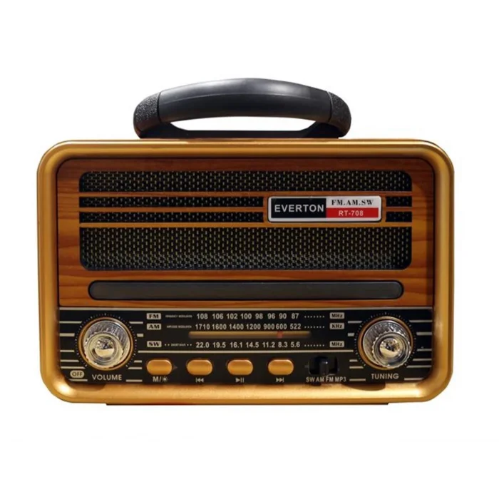 Everton Rt-708 Bluetooth Fm-Usb-Tf-Aux Solarlı Şarjlı Nostaljik Radyo