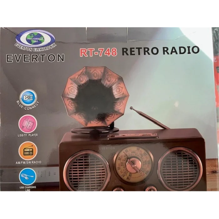 Everton Rt-748  Bluetooth Fm-Usb-Tf-Aux  Şarjlı Nostaljik Radyo