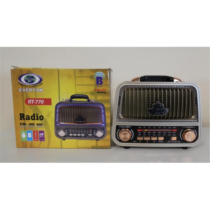 Everton Rt-770  Bluetooth Fm-Usb-Tf-Aux  Şarjlı Nostaljik Radyo