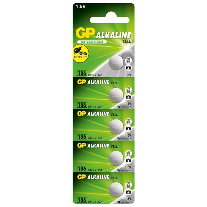 GP GP186-C5 LR43 AG12 Alkalin Düğme Pil 5li Paket