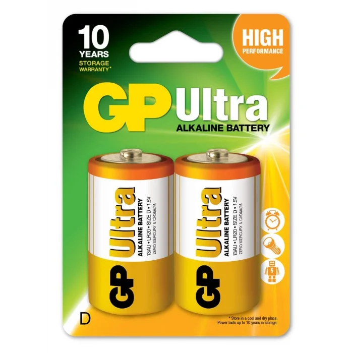 GP G-Tech LR20 Büyük Boy Ultra Alkalin Pil 2li Paket GP13AU-U2 D Boy