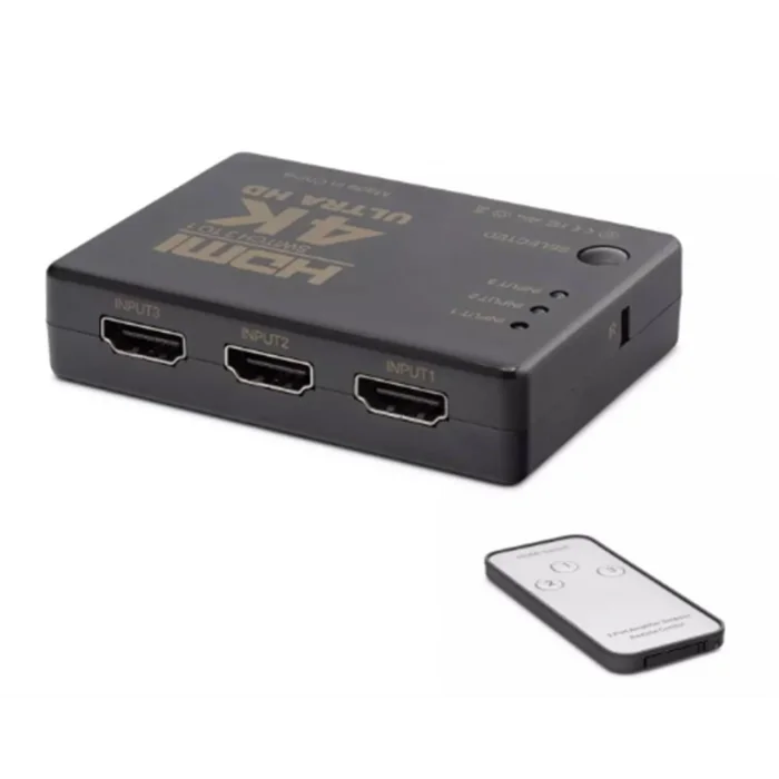 Hadron Hdx1308 3 port Hdmi Switch 3Giriş 1Çıkış 4K Kumandalı