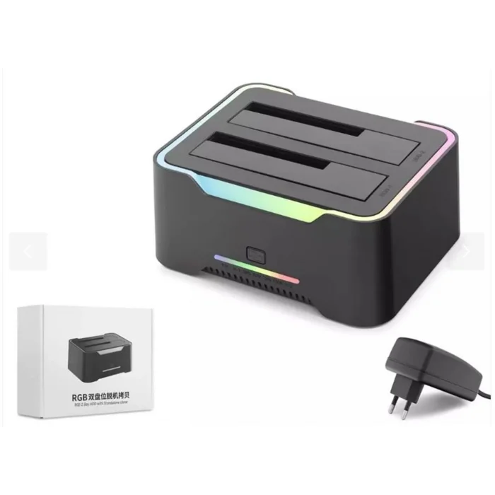 Hadron Hdx1790 HDD Docking – USB 3.0, 2.5 & 3.5 HDD-SSD, 8TB Destekli  RGB Siyah
