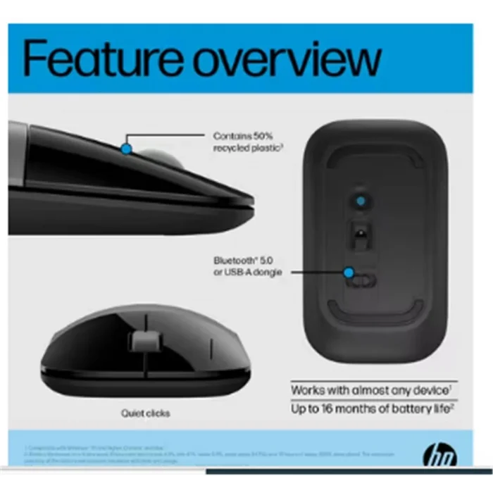 HP Z3700 758A9AA Bluetooth 2.4GHz 1600DPI Silver Wireless Optik Mouse