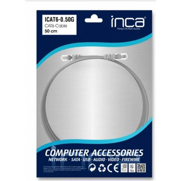 INCA ICAT6-0,50G 0,50CM Gri Kablo