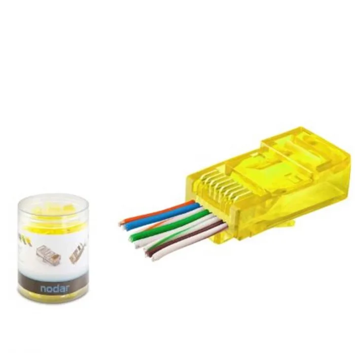 NODAR ND2400 CAT6 EZ RJ45 Konnektör 100 Adet Plastik Kutu - Sarı