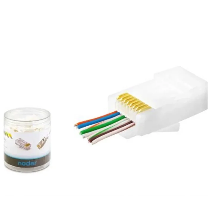 NODAR ND2406 CAT6 EZ RJ45 Konnektör 100 Adet Plastik Kutu - Beyaz