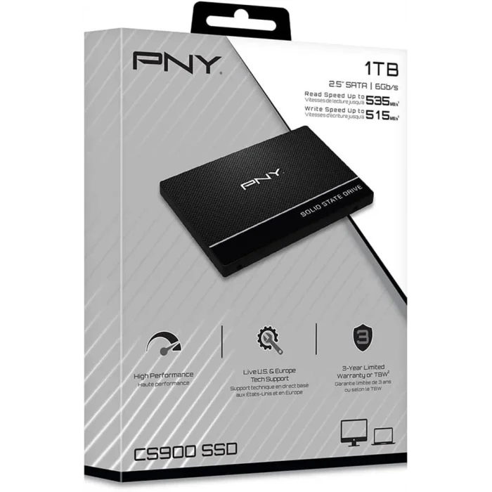 Pny 1TB CS900 3D NAND 2.5 SATA III 535-515 MB-s (SSD7CS900-1TB-RB) Ssd Harddisk